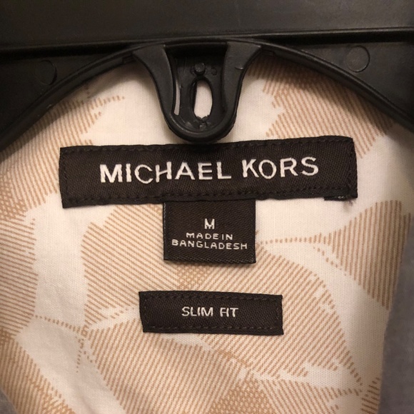 Men's Michael Kors Slim Fit Shirt w/Leaf Motif - Cotton Blend - Picture 6 of 16